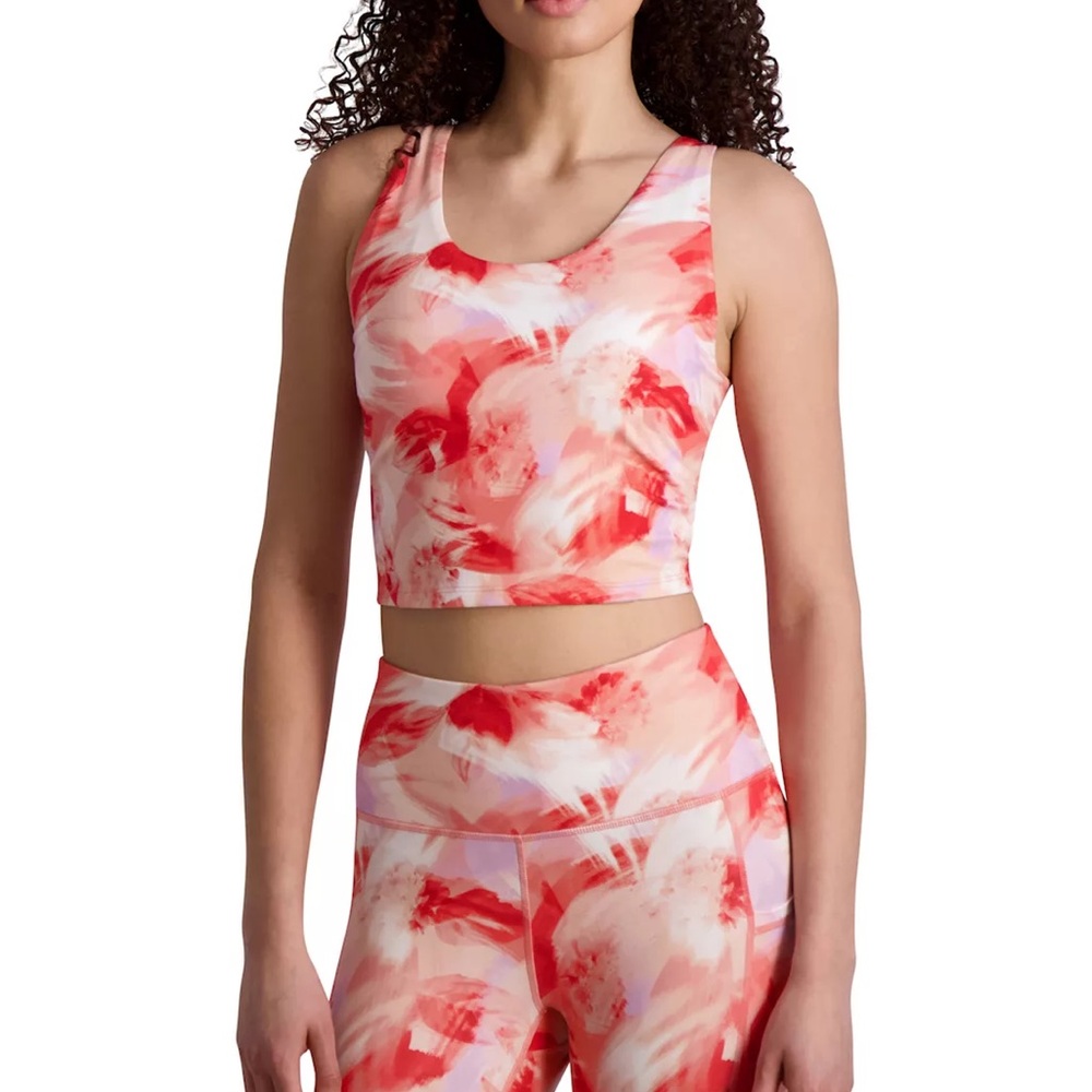Gaiam Women's Flow Longline Bright Canteloupe Emerson Print Bra & Leggings Large